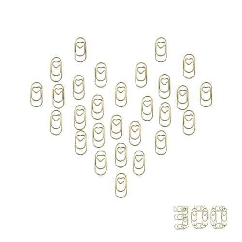 Herz Büroklammer Gold, büroklammern Hochzeit, büroklammern Herz,büroklammer geeignet für Büros, Klassenzimmer, Ordner, Postkarten,Memos, Lesezeichen usw., exquisite Deko kleiner Details (Gold, 300) von KLETTEREI