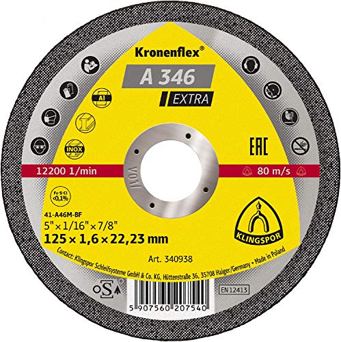 25 x Klingspor A 346 EX Trennscheiben, 125 x 1,6 x 22,23 mm gerade 25 x Klingspor A 346 EX Trennscheiben, 125 x 1,6 x 22,23 mm gerade von KLINGSPOR