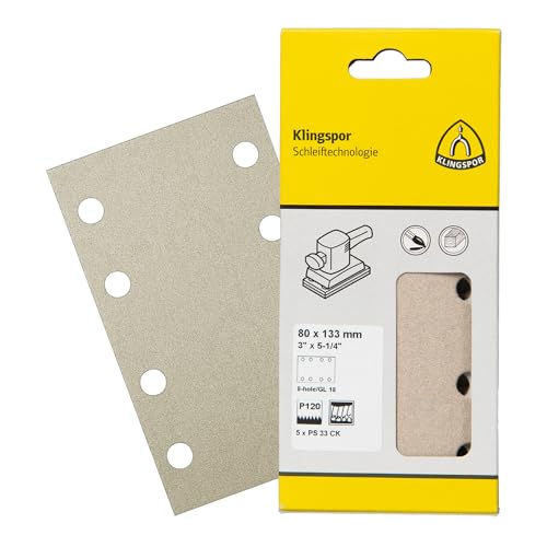Klingspor PS 33 CK Streifen kletthaftend, 115 x 230 mm Korn 120 Lochform GL15, SB-verpackt im Reiter 5 Stk Klingspor PS 33 CK Streifen kletthaftend, 115 x 230 mm Korn 120 Lochform GL15, SB-verpackt im Reiter 5 Stk von KLINGSPOR