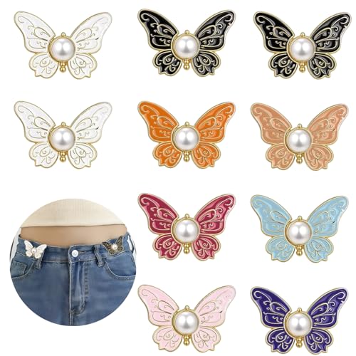 KLINNA 10 Stück Verstellbaren Schmetterlings Jeansknöpfe Ohne Nähen, Hosen Enger Machen Clip & Knöpfe Taillenstraffer, Schmetterlings Hosenbund Enger Machen als Modisches Accessoire für die Taille KLINNA 10 Stück Verstellbaren Schmetterlings Jeansknöpfe Ohne Nähen, Hosen Enger Machen Clip & Knöpfe Taillenstraffer, Schmetterlings Hosenbund Enger Machen als Modisches Accessoire für die Taille von KLINNA