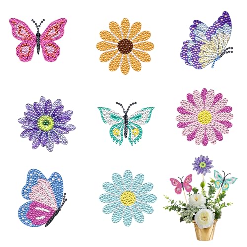 KLINNA 8 Stück Diamond Painting Schmetterling & Blumen, DIY Bastelset für Kinder Erwachsene, Gartendekoration Draußen und Gärten Deko für Drinnen, Geschenk für 8-10 Jahre Mädchen Frauen KLINNA 8 Stück Diamond Painting Schmetterling & Blumen, DIY Bastelset für Kinder Erwachsene, Gartendekoration Draußen und Gärten Deko für Drinnen, Geschenk für 8-10 Jahre Mädchen Frauen von KLINNA