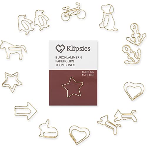 KLIPSIES Hund (Design wählbar) 15 Deko Büroklammern Motiv Heftklammern 1x15 Stück Silber von KLIPSIES