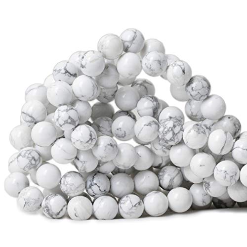 10 mm 35 Stück natürliche weiße Howlith Edelsteine runde lose Steinperlen für Schmuckherstellung, DIY, Basteln, Design, 1 Strang, 38,1 cm von KLIYBGTHIJTP