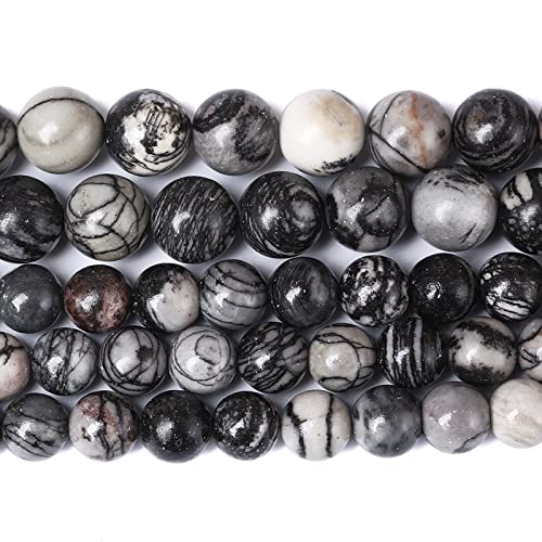 10 mm 37 Stück Naturstein-Perlen, schwarz, Netzwerk, Zebramuster, lose Perlen für Schmuckherstellung, DIY-Armband, 1 Strang 10 mm 37 Stück Naturstein-Perlen, schwarz, Netzwerk, Zebramuster, lose Perlen für Schmuckherstellung, DIY-Armband, 1 Strang von KLIYBGTHIJTP