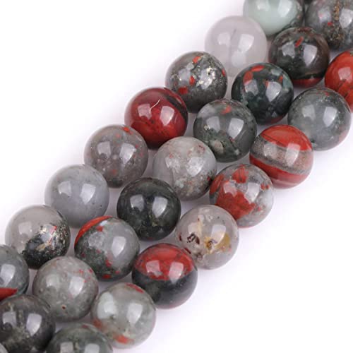 10 mm echte afrikanische Blutstein-Perlen, rund, Halbedelstein, lose Perlen für Schmuckherstellung, 38,1 cm 10 mm echte afrikanische Blutstein-Perlen, rund, Halbedelstein, lose Perlen für Schmuckherstellung, 38,1 cm von KLIYBGTHIJTP
