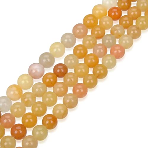 10 mm echte gelbe Jade-Perlen, Edelstein, rund, Halbedelstein, lose Perlen für Schmuckherstellung, 38,1 cm von KLIYBGTHIJTP