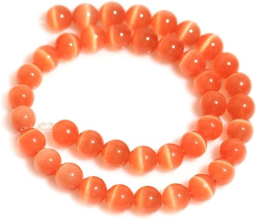 10 mm orangefarbene Katzenaugen-Perlen, runde Halbedelstein-Perlen, lose Perlen für Schmuckherstellung (38–40 Stück/Strang) von KLIYBGTHIJTP