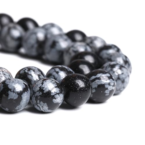 12 mm, 30 Stück Schneeflocken-Obsidian, Naturstein, Abstandshalter für Schmuckherstellung, DIY-Armbänder von KLIYBGTHIJTP