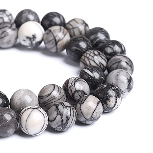 12 mm 31 Stück Naturstein-Perlen, schwarz, Netzwerk, Zebramuster, lose Perlen für Schmuckherstellung, DIY-Armband, 1 Strang 12 mm 31 Stück Naturstein-Perlen, schwarz, Netzwerk, Zebramuster, lose Perlen für Schmuckherstellung, DIY-Armband, 1 Strang von KLIYBGTHIJTP