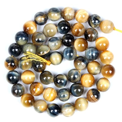 36 Stück 10 mm natürliche Traum Tigeraugen Stein runde Perlen für Schmuckherstellung DIY Armband Halskette von KLIYBGTHIJTP