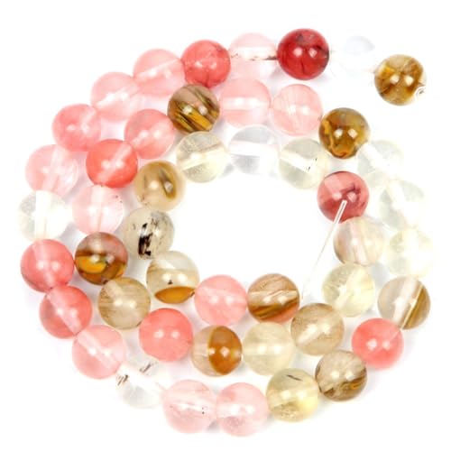 36 Stück 10 mm natürliche Wassermelonen-Steinperlen, runde Perlen für die Schmuckherstellung, DIY-Armband, Halskette von KLIYBGTHIJTP
