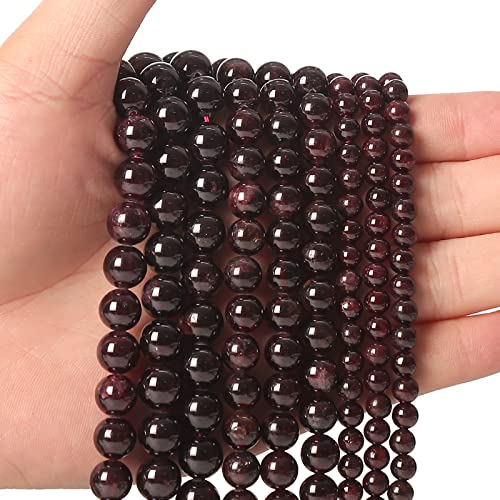 45 Stück 8 mm Natursteinperlen, rote Granatperlen, Energiekristall, Heilkraft, Edelstein zur Schmuckherstellung, DIY-Armband-Halskette von KLIYBGTHIJTP