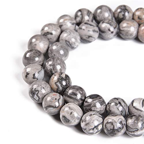 45 Stück 8 mm natürlicher Jaspis-Edelstein, runde Abstandshalter, lose Steinperlen für Schmuckherstellung, 39,4 cm, 1 Strang (Karten-Jaspis, 8 mm, 45 Perlen) von KLIYBGTHIJTP
