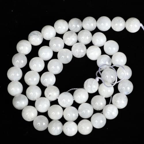 46 Stück 8 mm natürliche Mondstein-Runde Perlen für die Schmuckherstellung DIY Armband Halskette von KLIYBGTHIJTP