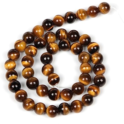 46 Stück 8 mm natürliche Tigeraugen-Steinperlen, runde Perlen für die Schmuckherstellung, DIY-Armband, Halskette von KLIYBGTHIJTP