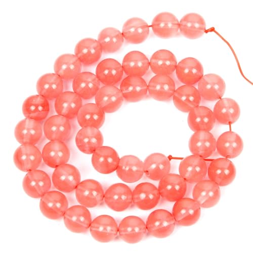 46 Stück 8 mm natürliche wassermelonenrote Steinperlen rund für Schmuckherstellung DIY Armband Halskette von KLIYBGTHIJTP