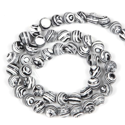 46 Stück 8 mm schwarze Malachit-Stein-Runde Perlen für die Schmuckherstellung DIY Armband Halskette 46 Stück 8 mm schwarze Malachit-Stein-Runde Perlen für die Schmuckherstellung DIY Armband Halskette von KLIYBGTHIJTP