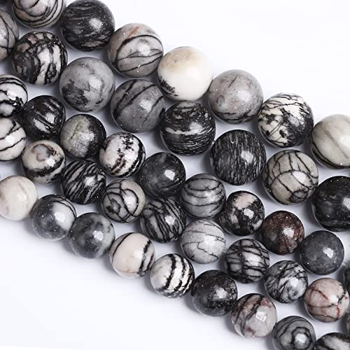 6 mm 60 Stück Naturstein-Perlen, schwarz, Netzwerk, Zebramuster, lose Perlen für Schmuckherstellung, DIY-Armband, 1 Strang 6 mm 60 Stück Naturstein-Perlen, schwarz, Netzwerk, Zebramuster, lose Perlen für Schmuckherstellung, DIY-Armband, 1 Strang von KLIYBGTHIJTP