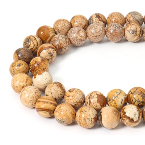 60 Stück 6 mm natürliche Bildjaspis-Steinperlen, rund, lose Edelsteinperlen zur Schmuckherstellung, Strang 15 Zoll 60 Stück 6 mm natürliche Bildjaspis-Steinperlen, rund, lose Edelsteinperlen zur Schmuckherstellung, Strang 15 Zoll von KLIYBGTHIJTP
