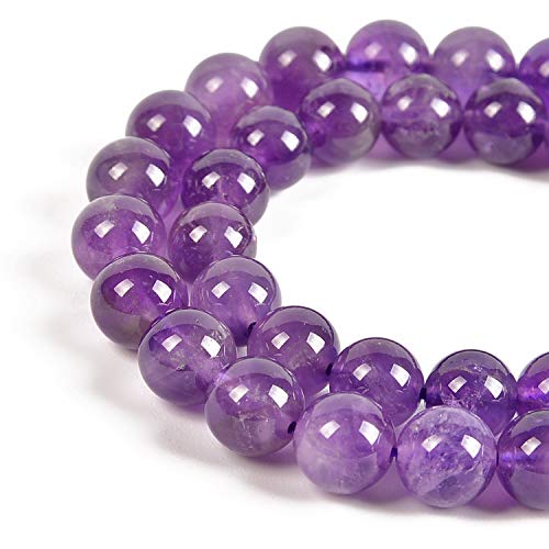 60 Stück 6 mm natürliche Edelsteine, runde Abstandshalter, lose Steinperlen für Schmuckherstellung, 39,4 cm, 1 Strang (Lt. Amethyst, 6 mm, 60 Perlen) von KLIYBGTHIJTP