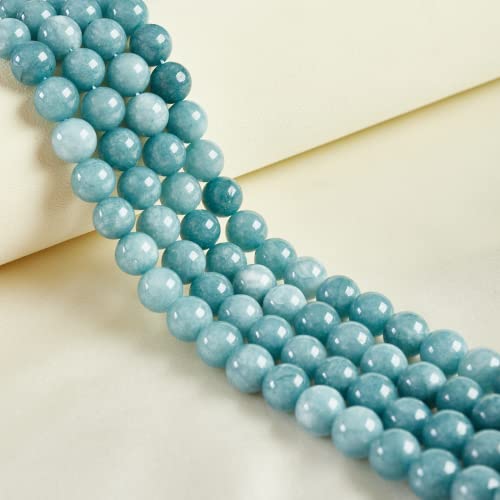 60 Stück 6 mm natürliche blaue Chalcedon-Perlen, Edelstein, rund, lose, für die Schmuckherstellung von KLIYBGTHIJTP