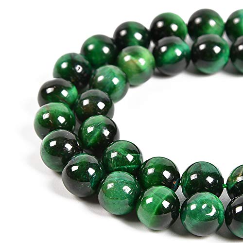 60 Stück 6 mm natürliche grüne Tigerauge-Edelsteine, runde Abstandshalter, lose Steinperlen zur Schmuckherstellung, 39,4 cm, 1 Strang (grünes Tigerauge, 6 mm, 60 Perlen) von KLIYBGTHIJTP