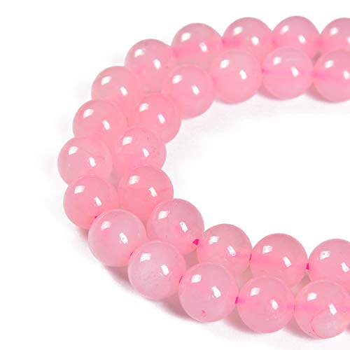 60 Stück natürlicher Rosenquarz-Edelstein, runde Abstandshalter, lose Steinperlen für Schmuckherstellung, 39,4 cm, 1 Strang (Rosenquarz, 6 mm, 60 Perlen) von KLIYBGTHIJTP