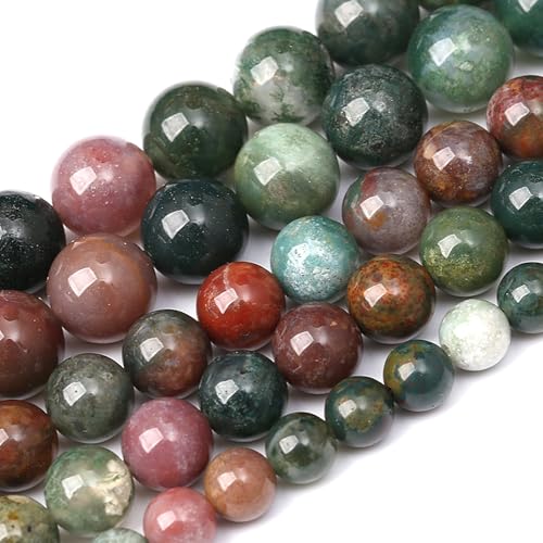 72 Stück 10 mm natürliche indische Achat-Edelsteinperlen zur Schmuckherstellung – polierte runde glatte Steinperlen, echte Steine für Armband-Halskette, 2 Stränge, 32 von KLIYBGTHIJTP