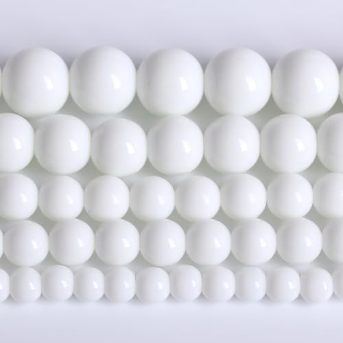 8 mm Natursteinperlen aus weißem Porzellan-Achat, rund, lose Steinperlen zur Herstellung von Schmuck und Armbändern, 90 Stück, 2 Stränge, 81,3 cm von KLIYBGTHIJTP