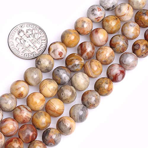 Echte Crazy Lace Achat-Perlen für Schmuckherstellung, Edelstein, Halbedelstein, rund, 8 mm Strang, 38,1 cm (46–48 Stück) von KLIYBGTHIJTP