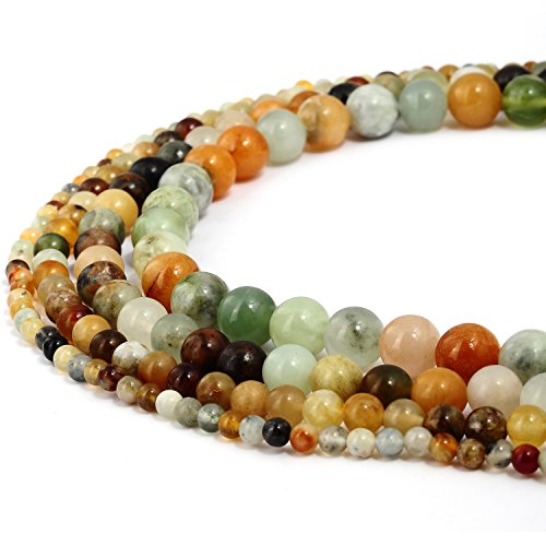 Natürliche, mehrfarbige Jade-Edelsteine, rund, lose Perlen für DIY-Schmuckherstellung, 1 Strang – 8 mm von KLIYBGTHIJTP