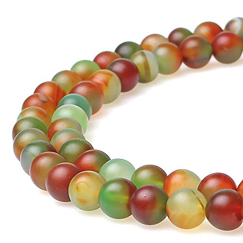 Natürliche, runde, mattierte, rot-grüne Pfauen-Achat-Onyx-Perlen werden im Schmuckdesign verwendet, um Armbänder und Halsketten herzustellen (10 mm) von KLIYBGTHIJTP