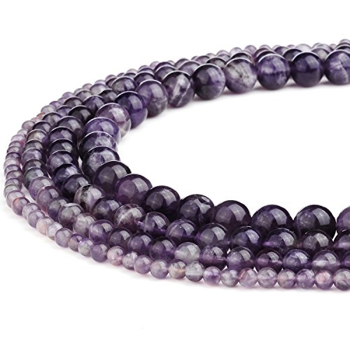 Natürliche Amethyst-Edelsteine, rund, lose Perlen für DIY-Schmuckherstellung, 1 Strang, 4 mm von KLIYBGTHIJTP