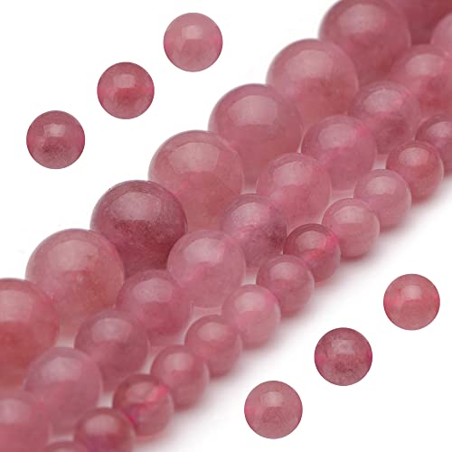 Natürliche Kristallperlen zur Schmuckherstellung, 8 mm, Erdbeerquarz, poliert, rund, glatte Steinperlen für Armband, Halskette, 38,1 cm Natürliche Kristallperlen zur Schmuckherstellung, 8 mm, Erdbeerquarz, poliert, rund, glatte Steinperlen für Armband, Halskette, 38,1 cm von KLIYBGTHIJTP