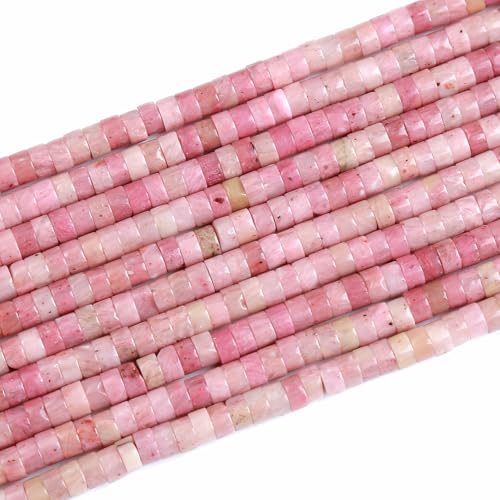 Natürliche Rhodochrosit-Perlen in Röhrenform, lose, flach, rund, zylinderförmig, flach, flacher Abstandhalter, grüne Steinperlen für Armbänder, Ohrringe, Schmuckherstellung, 150 Stück von KLIYBGTHIJTP