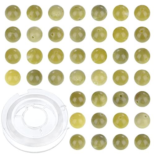 Natürliche kanadische Jade-Edelsteine, rund, lose Perlen für Schmuckherstellung, mit Kristall-Stretchschnur, 6 mm, 200 Stück von KLIYBGTHIJTP