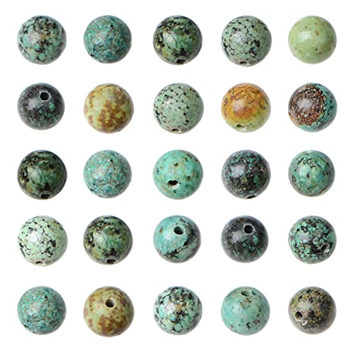 Natürliche runde lose Perlen, 8 mm, 110 Stück, für die Herstellung von 108 Mala-Gebetsperlen, Halsketten, Armbändern und Yoga-Meditation, Schmuckdesign (afrikanisches Türkis) von KLIYBGTHIJTP