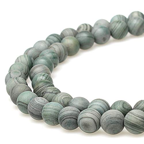 Natürliche runde matte matte grüne Holzstein-Perlen werden im Schmuckdesign verwendet, um Armbänder und Halsketten herzustellen (10 mm) von KLIYBGTHIJTP