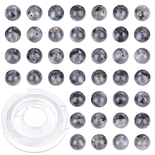 Natürliche schwarze Labradorit-Edelsteine, rund, lose Perlen für Schmuckherstellung, mit Kristall-Stretchschnur, 6 mm, 200 Stück von KLIYBGTHIJTP