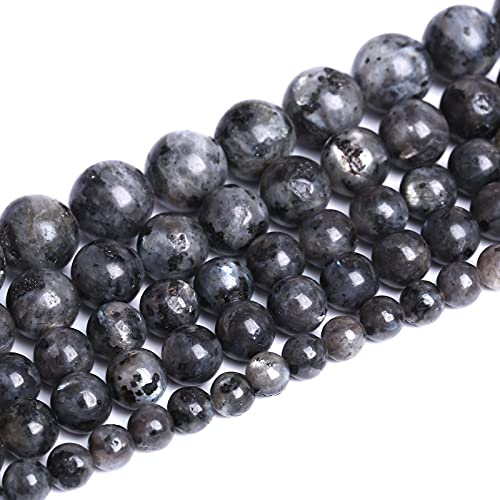 Natürliche schwarze Labradorit-Steinperlen, runde Larvikit-Perlen für Schmuckherstellung, DIY-Armband, 8 mm, 45 Stück, 38,1 cm Strang, Großhandel (schwarzer Larvikit-Larvikit-Labradorit-Perlen, 8 mm) von KLIYBGTHIJTP