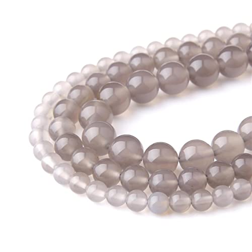 Naturstein, 6 mm, grauer Achat, glatt, rund, lose Perlen, Energie-Edelstein, DIY, für Schmuckherstellung, Armband, Halskette, 1 Strang, 38,1 cm von KLIYBGTHIJTP