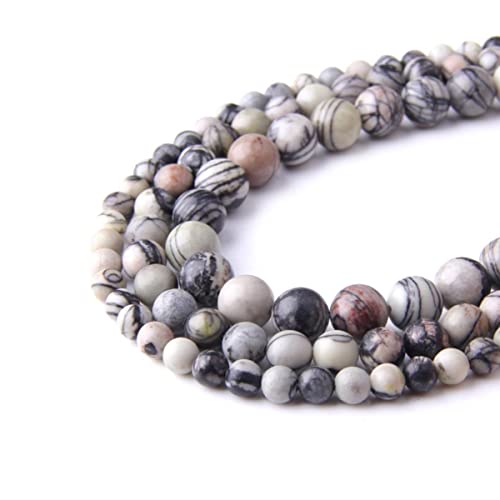 Naturstein, 6 mm, schwarz, Netzwerk, glatt, rund, lose Perlen, Energie-Edelstein, DIY, für Schmuckherstellung, Armband, Halskette, 1 Strang, 38,1 cm Naturstein, 6 mm, schwarz, Netzwerk, glatt, rund, lose Perlen, Energie-Edelstein, DIY, für Schmuckherstellung, Armband, Halskette, 1 Strang, 38,1 cm von KLIYBGTHIJTP
