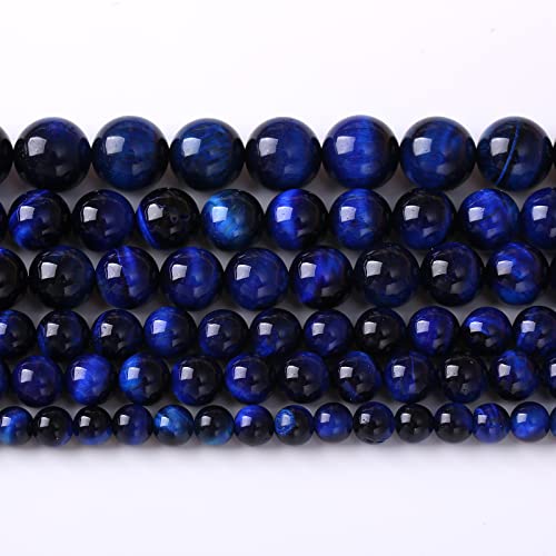 Naturstein-Perlen aus Lapislazuli, blau, Tigerauge, rund, lose Abstandshalter, Perlen für Schmuckherstellung, DIY, Armband, Halskette, 4 mm, 90 Stück (natürlicher Lapislazuli, blauer Tiger, 4 mm) von KLIYBGTHIJTP