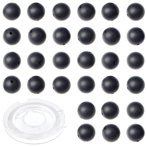 Naturstein-Perlen zum Selbermachen, mattschwarzer Onyx, rund, 8 mm, 100 Stück, lose Edelstein-Lochgröße, 1 mm, glatte Perlen für Armbänder, Halsketten, Ohrringe (mattschwarzer Onyx, 8 mm) von KLIYBGTHIJTP