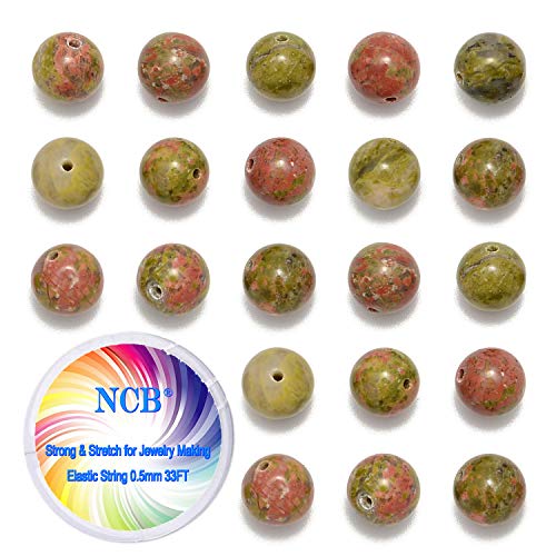 Natursteinperlen, Unakit, rund, lose Edelsteine, zum Selbermachen, glatte Perlen für Armband, Halskette, Ohrringe, Schmuckherstellung, Zubehör, Lieferant (Unakit, 8 mm, 200 Perlen), 200 Stück von KLIYBGTHIJTP