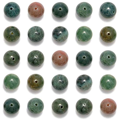 Original Natursteinperlen, rund, lose Perlen, 6 mm, 8 mm, 10 mm (indischer Achat, 10 mm, 100 Perlen), 100 Stück von KLIYBGTHIJTP