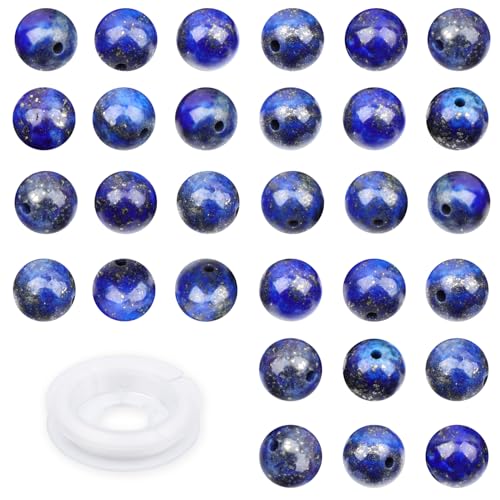 Runde Lapislazuli-Perlen aus Naturstein, zum Selbermachen, 8 mm, 100 Stück, lose Edelstein-Lochgröße, 1 mm, glatte Perlen für Armbänder, Halsketten, Ohrringe (Lapislazuli, 8 mm) von KLIYBGTHIJTP