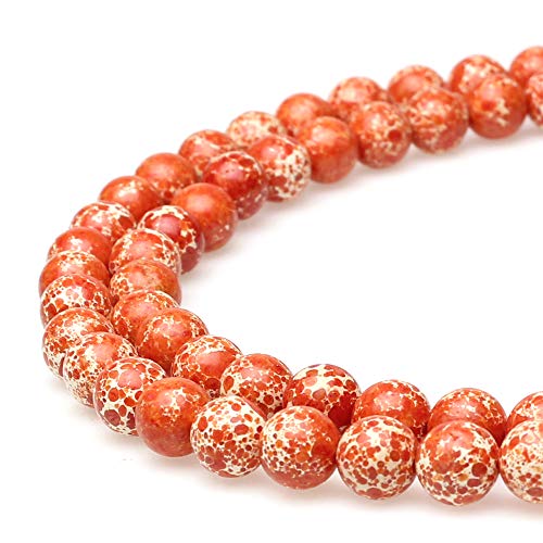 Runde Steinperlen, synthetische orangefarbene und türkisfarbene lose Perlen werden im Schmuckdesign verwendet, um Armbänder und Halsketten herzustellen (10 mm) von KLIYBGTHIJTP