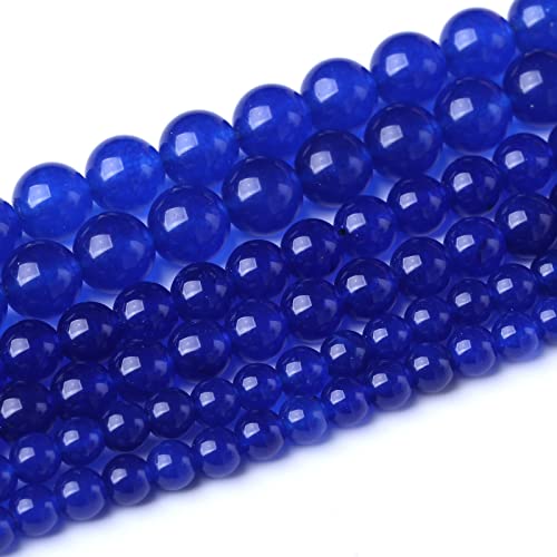 Tigerauge, runde, lose Perlen, natürliche Edelsteinperlen, Kristall-Energiesteinperlen zur Schmuckherstellung, 38,1 cm (blauer Chalcedon, 10 mm) von KLIYBGTHIJTP