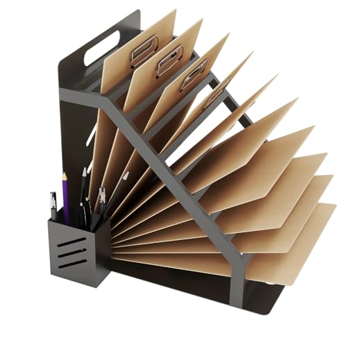 Klemmbrett-Halter, Metall-Klemmbrett-Organizer mit Stifthalter, Ständer, Klemmbretter, Aufbewahrungsregal für Klassenzimmer, Büro, schwarz (Montage erforderlich) von KLJKPA